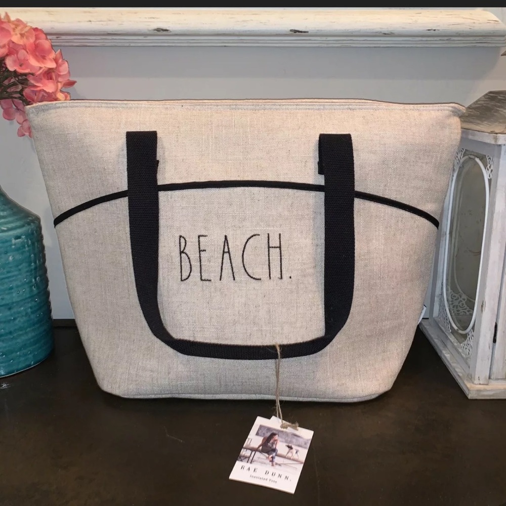 Rae Dunn Beige and Black Beach Tote